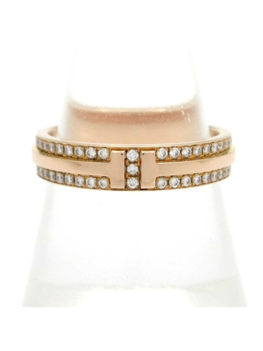 Tiffany & Co Ring T Two Narrow Diamond 18k Pink Gold Full